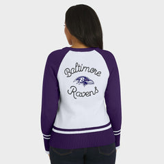 Baltimore Ravens WEAR by Erin Andrews Women's Colorblock Raglan Sweater - White/Purple discount