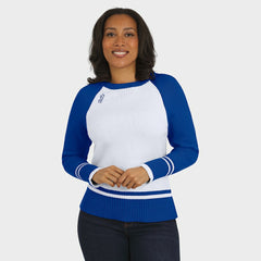 Buffalo Bills WEAR by Erin Andrews Women's Colorblock Raglan Sweater - White/Royal cheap