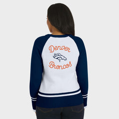 Denver Broncos WEAR by Erin Andrews Women's Colorblock Raglan Sweater - White/Navy for sale