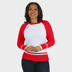 Kansas City Chiefs WEAR by Erin Andrews Women's Colorblock Raglan Sweater - White/Red discount