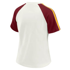 Washington Commanders WEAR by Erin Andrews Women's Sleeve Stripe Distressed Raglan T-Shirt - White cheap
