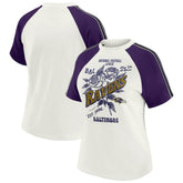Baltimore Ravens WEAR by Erin Andrews Women's Sleeve Stripe Distressed Raglan T-Shirt - White online