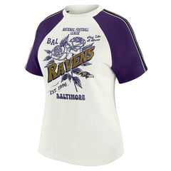 Baltimore Ravens WEAR by Erin Andrews Women's Sleeve Stripe Distressed Raglan T-Shirt - White online