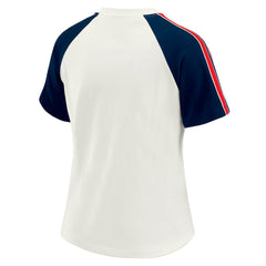 New England Patriots WEAR by Erin Andrews Women's Sleeve Stripe Distressed Raglan T-Shirt - White sale