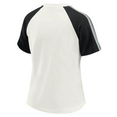 Las Vegas Raiders WEAR by Erin Andrews Women's Sleeve Stripe Distressed Raglan T-Shirt - White discount