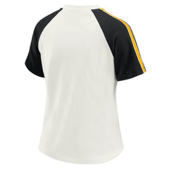 Pittsburgh Steelers WEAR by Erin Andrews Women's Sleeve Stripe Distressed Raglan T-Shirt - White for sale