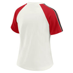 San Francisco 49ers WEAR by Erin Andrews Women's Sleeve Stripe Distressed Raglan T-Shirt - White sale