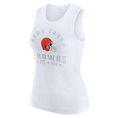 Cleveland Browns WEAR by Erin Andrews Women's Ribbed Graphic Tank Top - White on sale