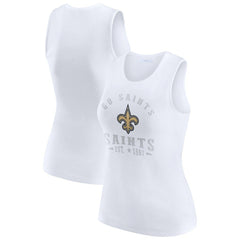 New Orleans Saints WEAR by Erin Andrews Women's Ribbed Graphic Tank Top - White on sale