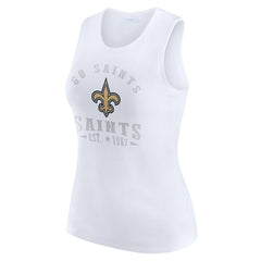 New Orleans Saints WEAR by Erin Andrews Women's Ribbed Graphic Tank Top - White on sale