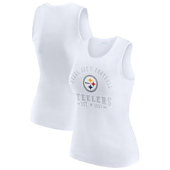 Pittsburgh Steelers WEAR by Erin Andrews Women's Ribbed Graphic Tank Top - White for sale