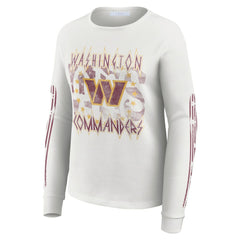 Washington Commanders WEAR by Erin Andrews Women's Graphic Waffle Long-Sleeve T-Shirt - White on sale