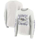 Baltimore Ravens WEAR by Erin Andrews Women's Graphic Waffle Long-Sleeve T-Shirt - White discount