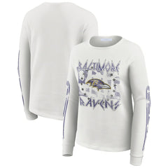 Baltimore Ravens WEAR by Erin Andrews Women's Graphic Waffle Long-Sleeve T-Shirt - White discount