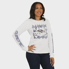 Baltimore Ravens WEAR by Erin Andrews Women's Graphic Waffle Long-Sleeve T-Shirt - White discount