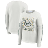 Green Bay Packers WEAR by Erin Andrews Women's Graphic Waffle Long-Sleeve T-Shirt - White outlet