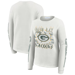 Green Bay Packers WEAR by Erin Andrews Women's Graphic Waffle Long-Sleeve T-Shirt - White outlet
