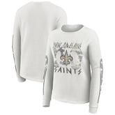 New Orleans Saints WEAR by Erin Andrews Women's Graphic Waffle Long-Sleeve T-Shirt - White cheap
