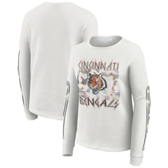 Cincinnati Bengals WEAR by Erin Andrews Women's Graphic Waffle Long-Sleeve T-Shirt - White on sale