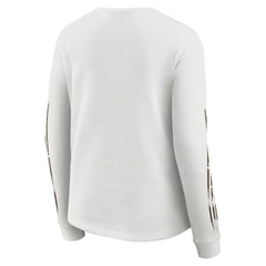 Cleveland Browns WEAR by Erin Andrews Women's Graphic Waffle Long-Sleeve T-Shirt - White for sale
