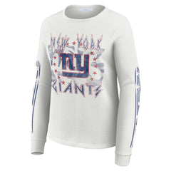 New York Giants WEAR by Erin Andrews Women's Graphic Waffle Long-Sleeve T-Shirt - White discount