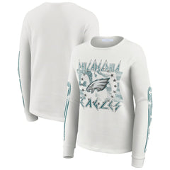 Philadelphia Eagles WEAR by Erin Andrews Women's Graphic Waffle Long-Sleeve T-Shirt - White sale