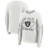 Las Vegas Raiders WEAR by Erin Andrews Women's Graphic Waffle Long-Sleeve T-Shirt - White for sale