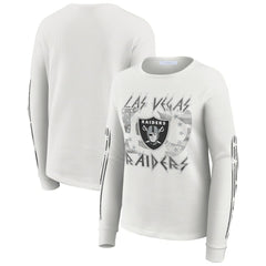 Las Vegas Raiders WEAR by Erin Andrews Women's Graphic Waffle Long-Sleeve T-Shirt - White for sale