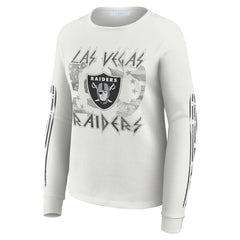 Las Vegas Raiders WEAR by Erin Andrews Women's Graphic Waffle Long-Sleeve T-Shirt - White for sale