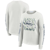Seattle Seahawks WEAR by Erin Andrews Women's Graphic Waffle Long-Sleeve T-Shirt - White cheap