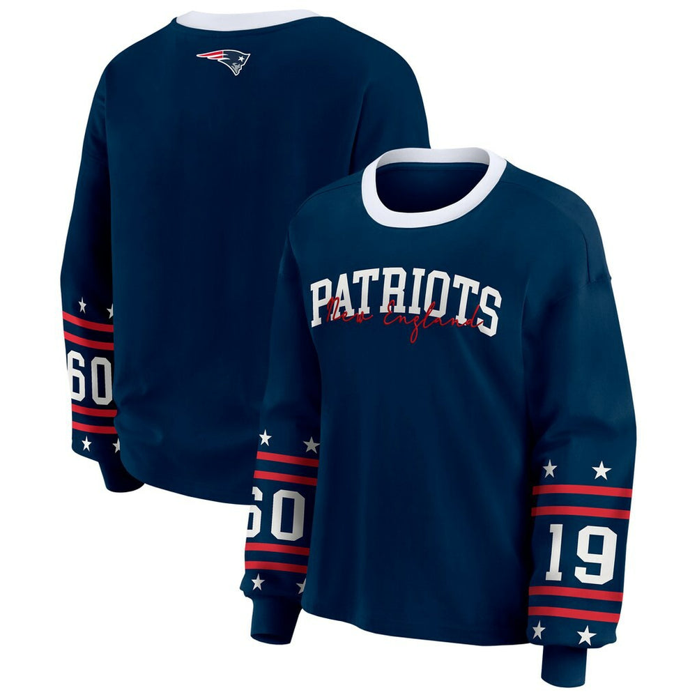 New England Patriots WEAR by Erin Andrews Women's Sport Long-Sleeve T-Shirt - Navy sale