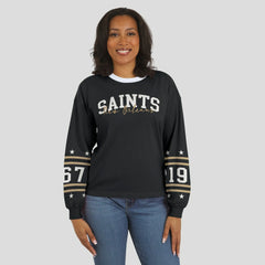 New Orleans Saints WEAR by Erin Andrews Women's Sport Long-Sleeve T-Shirt - Black cheap