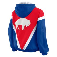 Buffalo Bills WEAR by Erin Andrews Women's Plus Size Retro Crinkle Full-Zip Hoodie Windbreaker Jacket - Red/Royal online