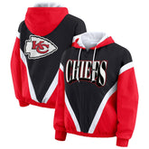 Kansas City Chiefs WEAR by Erin Andrews Women's Plus Size Retro Crinkle Full-Zip Hoodie Windbreaker Jacket - Red/Black cheap