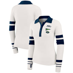 Seattle Seahawks WEAR by Erin Andrews Women's Ribbed Henley Polo Sweater - White cheap