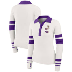 Minnesota Vikings WEAR by Erin Andrews Women's Ribbed Henley Polo Sweater - White on sale