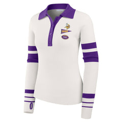 Minnesota Vikings WEAR by Erin Andrews Women's Ribbed Henley Polo Sweater - White on sale