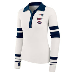 New England Patriots WEAR by Erin Andrews Women's Ribbed Henley Polo Sweater - White discount