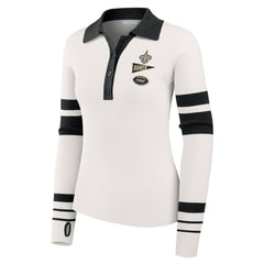 New Orleans Saints WEAR by Erin Andrews Women's Ribbed Henley Polo Sweater - White sale