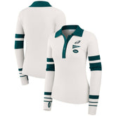 Philadelphia Eagles WEAR by Erin Andrews Women's Ribbed Henley Polo Sweater - White discount