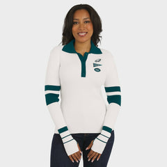 Philadelphia Eagles WEAR by Erin Andrews Women's Ribbed Henley Polo Sweater - White discount