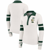 Green Bay Packers WEAR by Erin Andrews Women's Ribbed Henley Polo Sweater - White online