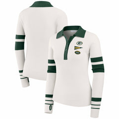 Green Bay Packers WEAR by Erin Andrews Women's Ribbed Henley Polo Sweater - White online