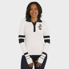 Cincinnati Bengals WEAR by Erin Andrews Women's Ribbed Henley Polo Sweater - White for sale