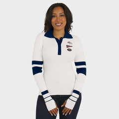 Denver Broncos WEAR by Erin Andrews Women's Ribbed Henley Polo Sweater - White online