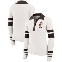 Cleveland Browns WEAR by Erin Andrews Women's Ribbed Henley Polo Sweater - White online