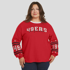 San Francisco 49ers WEAR by Erin Andrews Women's Plus Size Sport Long-Sleeve T-Shirt - Scarlet cheap