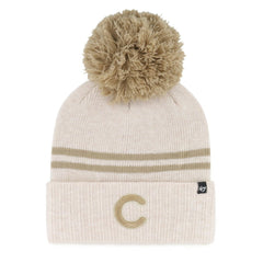 Chicago Cubs Women's Latte Cuffed Knit Hat with Pom - Natural | 47 brand