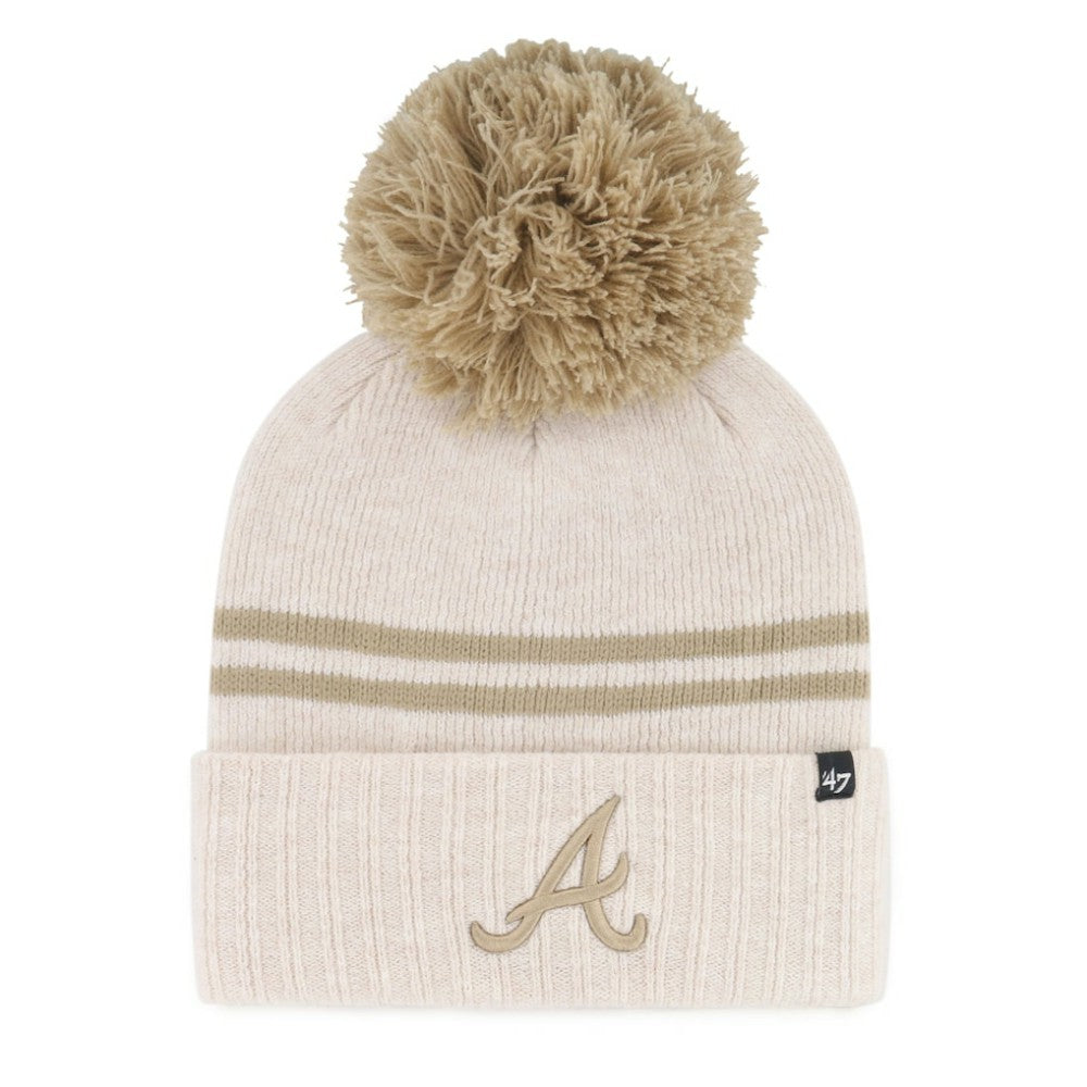 Atlanta Braves Women's Latte Cuffed Knit Hat with Pom - Natural | 47 brand