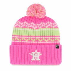 Houston Astros Youth Polar Vortex Cuffed Knit Hat with Pom - Pink | 47 brand